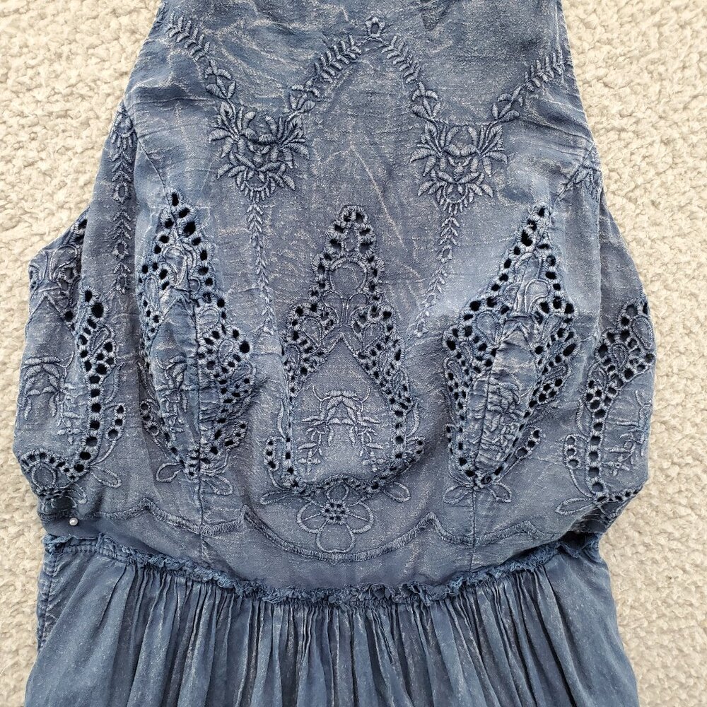 Lucky Brand Schiffly Embroidered Crisscross Strap Bib Dress - Picture 4 of 13